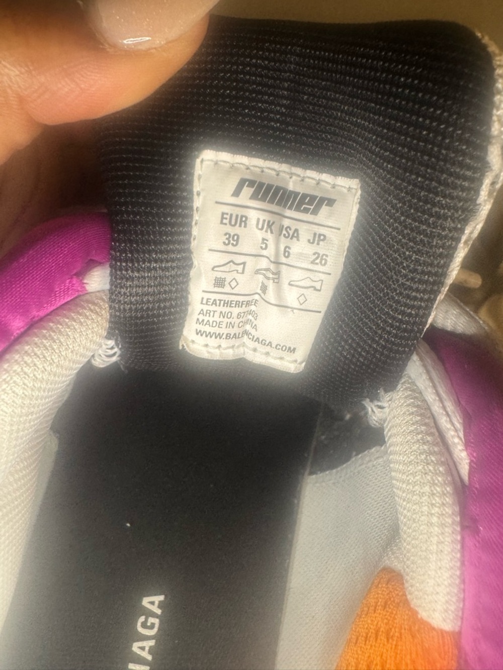 Balenciaga White and Purple Track Runner Sneakers - Picture 6 of 6